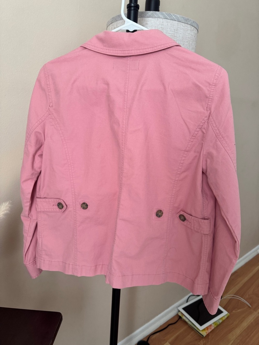 Talbots Pink Cotton Button-Front Utility Jacket - Picture 3 of 4